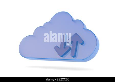 Cloud and two arrow on white background. Isolated 3D illustration Stock Photo