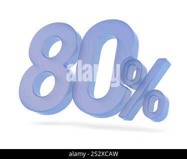 Eighty percent on white background. Isolated 3D illustration Stock Photo