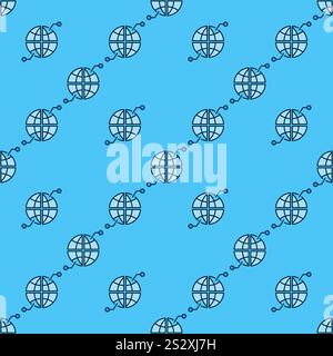 Earth Globe Multipolarity vector concept minimal blue seamless pattern Stock Vector