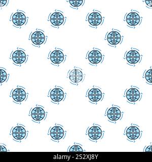 Earth Globe with Arrows vector Multipolarity concept blue seamless pattern Stock Vector