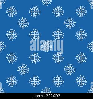Earth Globe and Arrows vector Multipolarity concept thin line seamless pattern Stock Vector