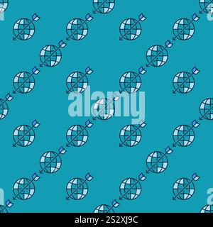 Earth and Arrow vector Multipolarity concept blue seamless pattern Stock Vector