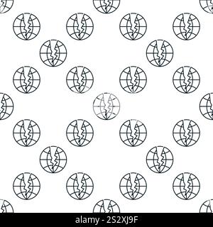 Earth Crack vector Multipolarity and Crisis concept thin line seamless pattern Stock Vector