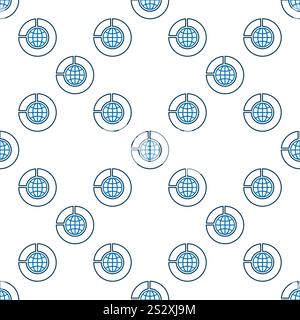 Earth in Pie Chart vector concept linear seamless pattern Stock Vector