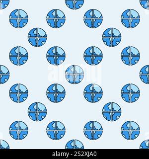 Earth vector Multipolarity concept blue seamless pattern Stock Vector