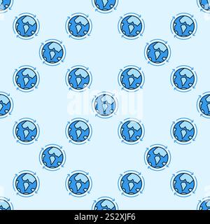 Arrows Around Earth Planet vector Multipolarity concept blue seamless pattern Stock Vector