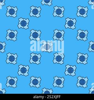 Earth in Puzzle vector Multipolarity concept blue seamless pattern Stock Vector