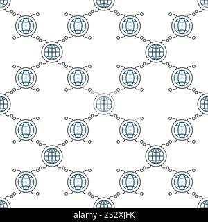 International Relations vector round concept linear seamless pattern Stock Vector