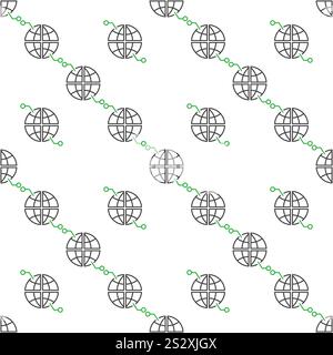 Earth Globe vector Multipolarity concept minimal thin line seamless pattern Stock Vector