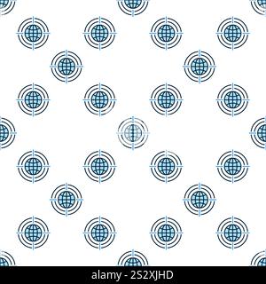 Earth in Target vector Multipolarity concept blue seamless pattern Stock Vector
