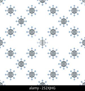 Multipolarity vector Earth Globe with Circles concept seamless pattern in outline style Stock Vector