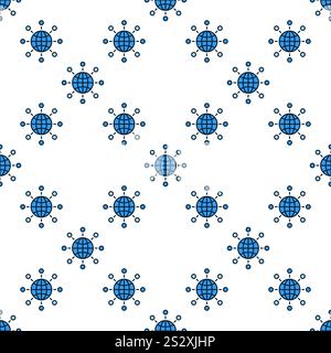Multipolarity vector World Globe with Circles concept blue seamless pattern Stock Vector