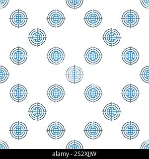 Earth in Target vector Multipolarity concept seamless pattern in thin line style Stock Vector