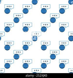 Message and Earth Globe vector Multipolarity concept blue seamless pattern Stock Vector