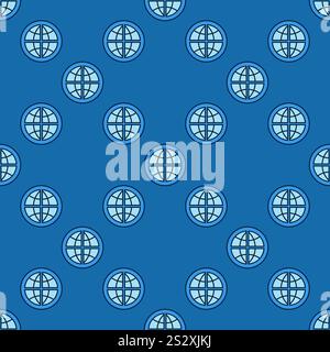 Multipolarity with Earth Globe vector concept blue seamless pattern Stock Vector
