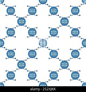 Multipolarity International Relations vector round concept blue seamless pattern Stock Vector