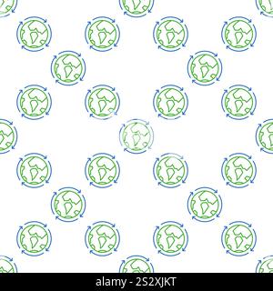 Earth Planet with Arrows Around vector Multipolarity concept seamless pattern in outline style Stock Vector