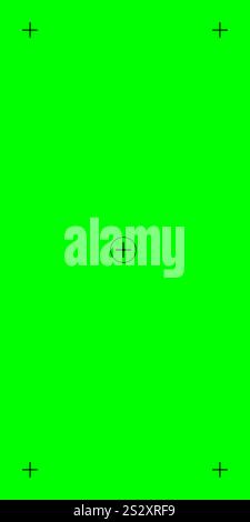 Chroma key vertical green background with tracking points. Perfect for VFX in social media video production. Vector flat design. Stock Vector