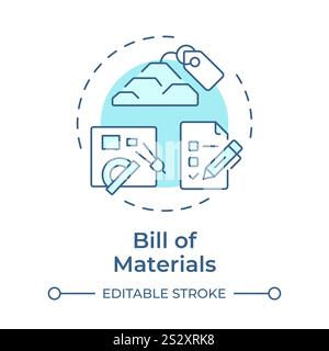 Bill of materials soft blue concept icon Stock Vector