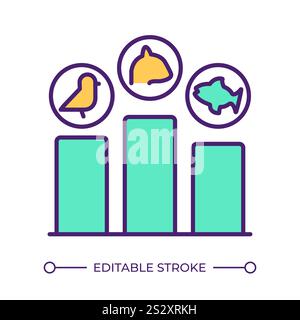 Species population RGB color icon Stock Vector