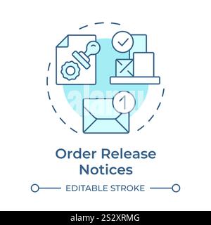 Order release notices soft blue concept icon Stock Vector