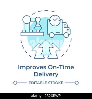 Improves on time delivery soft blue concept icon Stock Vector