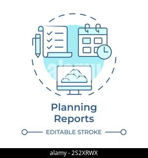 Planning reports soft blue concept icon Stock Vector