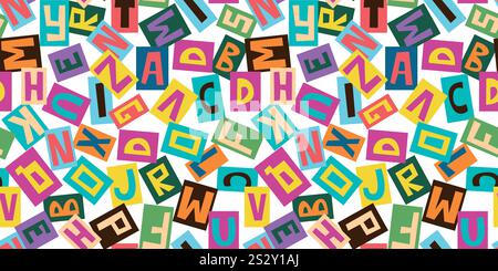 Bright seamless pattern with English alphabet Stock Vector