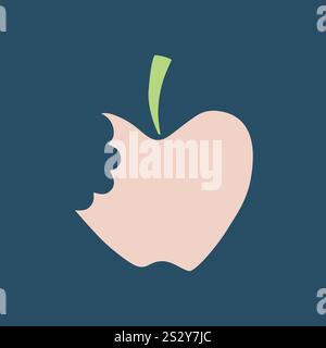 Bitten Apple doodle icon hand drawn with black line in freehand style Stock Vector