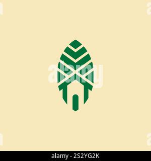 Green House Icon Vector. Leaf Home Logo Design Stock Vector