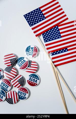 United States of America flag badge and vote badge Stock Photo
