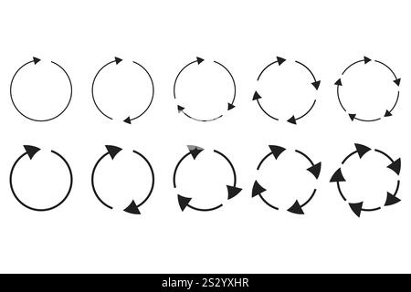 Circle arrows icon. Circular flow symbol. Rotating motion graphic. Simple vector style. Stock Vector