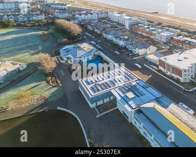 aerial view of egerton park and the beach  in bexhill on sea east sussex Stock Photo