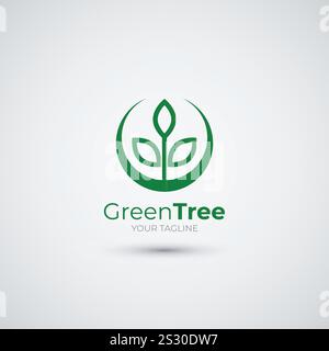 vector green tree logo icon template Stock Vector