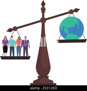 Over Population vector illustration with globe, earth and group of ...