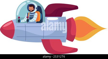 astronaut driving an spaceship Stock Vector