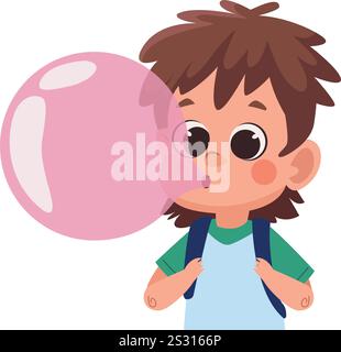 boy chewing gum Stock Vector