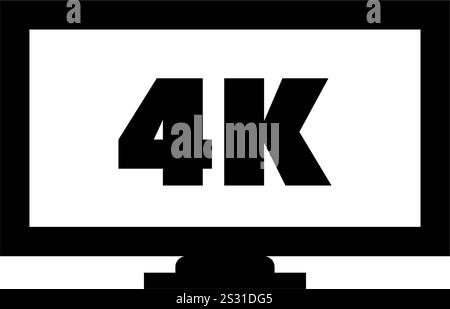 Sleek 4K TV icon, perfect for high-definition display graphics. Stock Vector