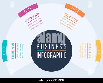 Business Infographic design 4 Steps, objects, elements or options infographics template for business information Stock Vector