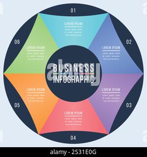 Circle Infographic design 6 options business information template Stock Vector