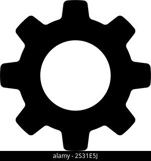 Simplistic black cogwheel vector icon representing industrial machinery and settings. Stock Vector