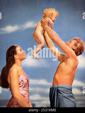 THE BLUE LAGOON  DIRECTED BY FRANK LAUNDER  IN TECHNICOLOR JEAN SIMMONS DONALD HOUSTON PICTURE FROM THE RONALD GRANT ARCHIVE FR49/28 THE BLUE LAGOON  directed by FRANK LAUNDER JEAN SIMMONS, DONALD HOUSTON     Date: 1949 Stock Photo