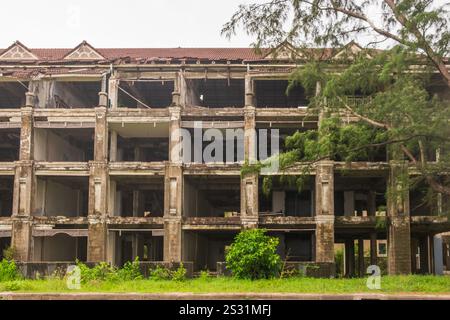 Hotels in Khao Lak, Thailand after tsunami in 2004. Building destroyed in Tsunami in Phuket. Stock Photo