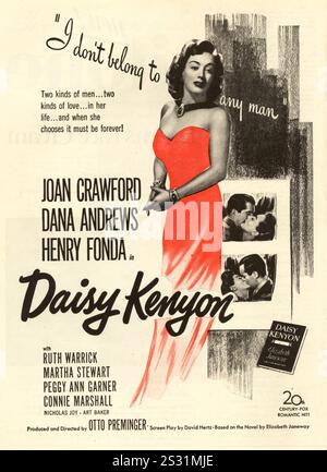 DAISY KENYON  DIRECTED BY OTTO PREMINGER WITH JOAN CRAWFORD POSTER FROM THE RONALD GRANT ARCHIVE PY148/32 DAISY KENYON DIRECTED BY OTTO PREMINGER WITH JOAN CRAWFORD PY148/32     Date: 1947 Stock Photo