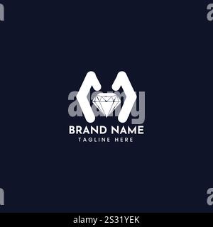 Letter M & Diamond Logo Design Stock Vector