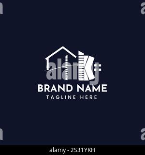 Letter HK Real Estate Logo Design Stock Vector