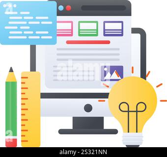 webpage designing concept, ai powered Website builder vector color icon design, Web hosting service Symbol, Computing machines Sign, Internet App Stock Vector