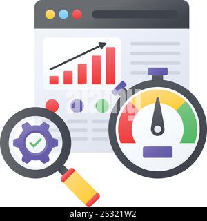 Website Quality Monitoring concept, Webpage Performance tracking vector color icon design, Web hosting service Symbol, Computing machines Sign, Intern Stock Vector