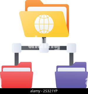 Web based File Folder Manager App concept, Browsing Directory Online vector color icon design, Web hosting service Symbol, Computing machines Sign Stock Vector