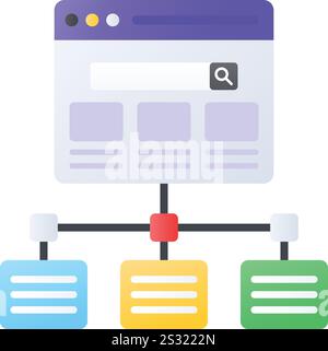 Website Silo structures concept, tier link building vector color icon design Web hosting service Symbol, Computing machines Sign, Internet Application Stock Vector